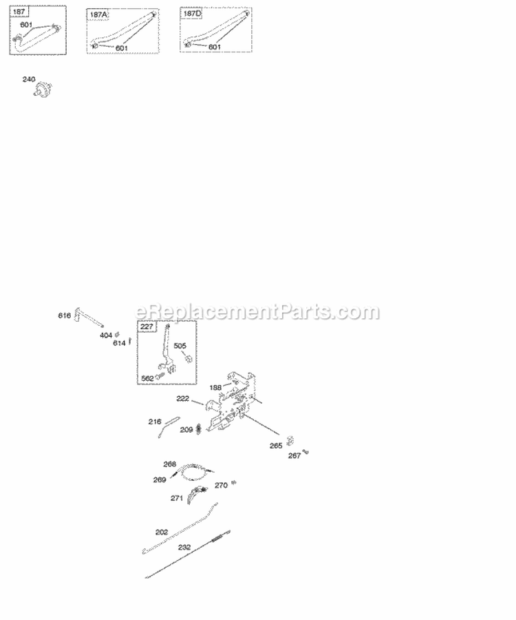 Controls Fuel Supply Diagram and Parts List for 21B707-0453-E1  Briggs and Stratton Engine